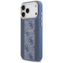 Заредете изображение във визуализатора на галерията – GUESS case for IPHONE 17 Pro Max compatible with MagSafe GUHMP17XPG4SEMCB (PU W/ 4G Stripe) blue
