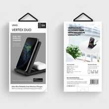 Заредете изображение във визуализатора на галерията – Uniq Vertex Duo 15W 2in1 induction charger - gray
