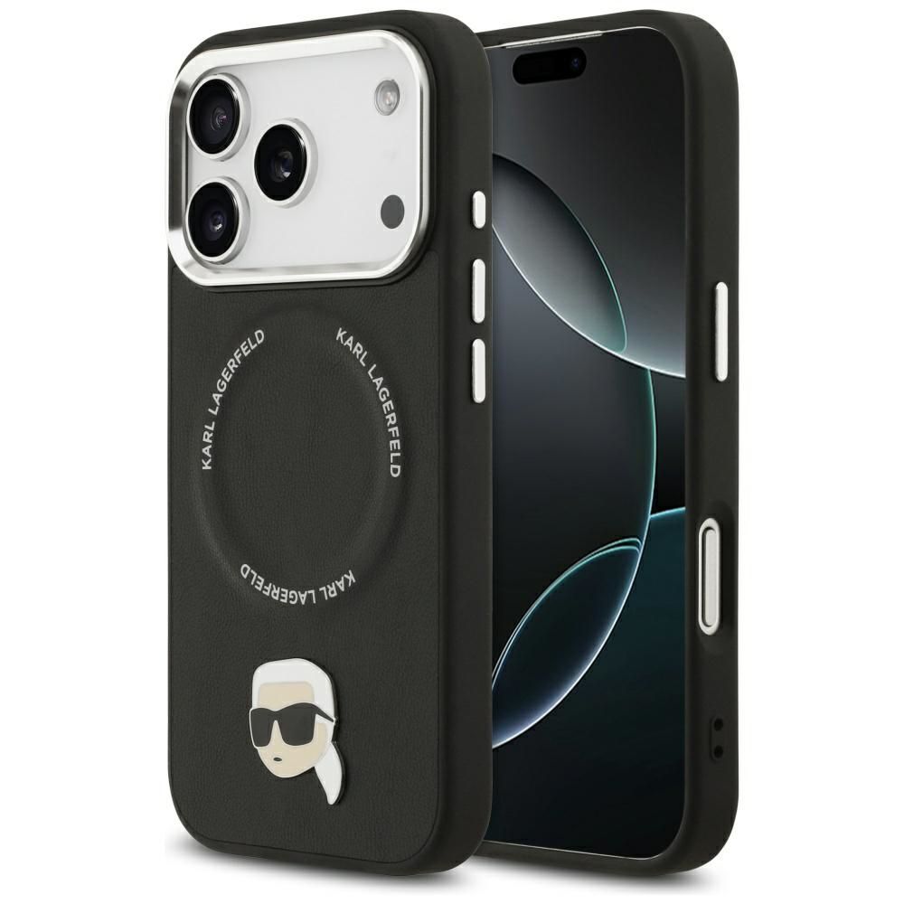 KARL LAGERFELD case for IPHONE 17 Pro Max compatible with MagSafe KLHMP17XPSMLRKLK (PU Karl Pin) black