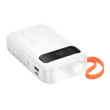 Заредете изображение във визуализатора на галерията – Powerbank Hoco 10000 mAh with built-in cables USB A + USB C+ Lightning + Micro USB and double light J151 white
