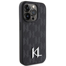 Заредете изображение във визуализатора на галерията – Karl Lagerfeld Leather Monogram Hot Stamp Metal Logo case for iPhone 15 Pro - black
