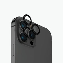 Заредете изображение във визуализатора на галерията – Uniq Optix Aluminum Camera Lens Protector for iPhone 15 Pro camera lens with applicator - black
