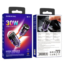 Заредете изображение във визуализатора на галерията – Borofone Car charger BZ29 Ray - Type C - PD 30W 3A transparent-purple
