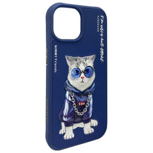 Заредете изображение във визуализатора на галерията – NIMMY case GLASSES COOL CAT for IPHONE 15 blue
