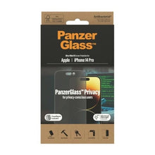 Заредете изображение във визуализатора на галерията – PanzerGlass Ultra-Wide Fit Tempered Glass Antibacterial Privacy with Positioner for iPhone 14 Pro
