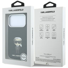 Заредете изображение във визуализатора на галерията – KARL LAGERFELD case for IPHONE 18 Pro/ 17 Pro compatible with MagSafe (Smooth Ikonik Sketch) black
