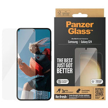 Заредете изображение във визуализатора на галерията – PanzerGlass Ultra-Wide Fit tempered glass with applicator for Samsung Galaxy S24
