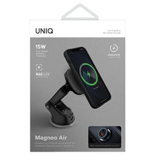 Заредете изображение във визуализатора на галерията – Uniq Magneo car holder with inductive charger for cockpit/window - gray
