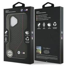 Заредете изображение във визуализатора на галерията – BMW case for IPHONE 17 compatible with MagSafe BMHMP17S25PCCSCKR (PU Carbon Line &amp; Logo) red
