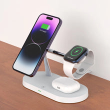 Заредете изображение във визуализатора на галерията – Tech-Protect A12 3in1 MagSafe inductive charger for smartphone / headphones / smartwatch - white
