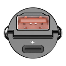 Заредете изображение във визуализатора на галерията – Silver Monkey PDQC-CPCT30-SM 30W car charger 1x USB-C PD 1xUSB-A QC - black
