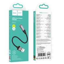 Заредете изображение във визуализатора на галерията – Adapter AUX USB A (male) to Jack 3,5 mm (female) Hoco UPA32D black
