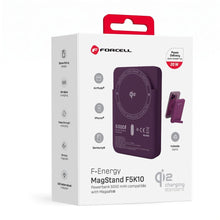 Заредете изображение във визуализатора на галерията – Powerbank compatible with MagSafe Forcell F-Energy MagStand QI2 F5K10 QC3.0 PD3.0 20W 5000 mAh cherry
