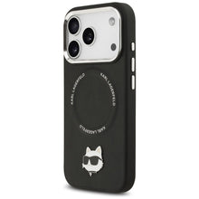 Заредете изображение във визуализатора на галерията – KARL LAGERFELD case for IPHONE 17 Pro Max compatible with MagSafe KLHMP17XPSMLRCHK (PU Choupette Pin) black
