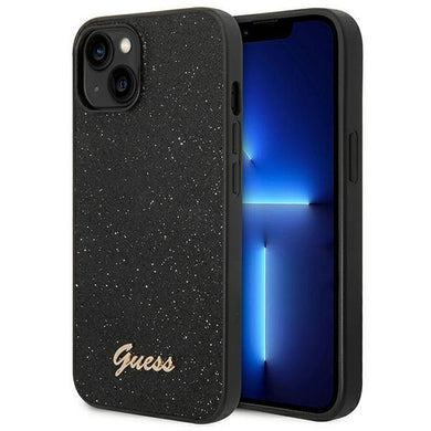 Оригинален гръб GUESS за IPHONE 14 Plus GUHCP14MHGGSHK (Glitter Flakes Script Metal Logo) черен