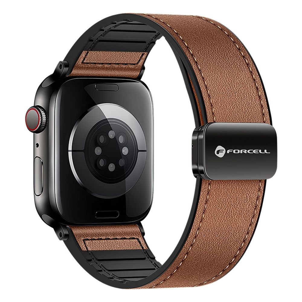 FORCELL F-DESIGN FA21 eco leather strap for APPLE Watch 42 / 44 / 45 / 49 mm brown