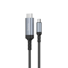 Заредете изображение във визуализатора на галерията – Screen mirroring cable USB C to HDMI Hoco 4K 30Hz 1,8 m UA43 metal gray
