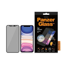 Заредете изображение във визуализатора на галерията – PanzerGlass E2E Super+ privacy tempered glass with camera cover for iPhone XR / 11 - with black frame
