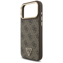 Заредете изображение във визуализатора на галерията – GUESS case for IPHONE 17 Pro Max compatible with MagSafe GUHMP17XP4GTDGMW (4G PU W/ Triangle Logo) gold brown

