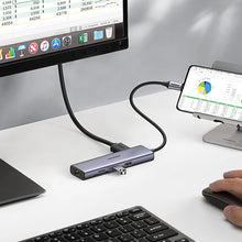 Заредете изображение във визуализатора на галерията – Ugreen CM512 90568 USB-C adapter - 2x USB-A 3.0 / HDMI / RJ45 / SD and TF card reader / USB-C PD 100W - gray
