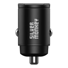 Заредете изображение във визуализатора на галерията – Silver Monkey PDQC-CPCT30-SM 30W car charger 1x USB-C PD 1xUSB-A QC - black
