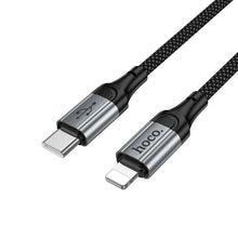 Заредете изображение във визуализатора на галерията – Cable USB C to Lightning Hoco PD 2,4A 1,5 m X121 black
