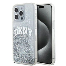 Заредете изображение във визуализатора на галерията – DKNY case for IPHONE 15 Pro DKHCP15LLBNAET (DKNY HC Liquid Glitters W/Arch Logo) white
