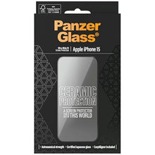 Заредете изображение във визуализатора на галерията – PanzerGlass Ceramic Protection ceramic glass for iPhone 15 with positioner
