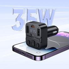 Заредете изображение във визуализатора на галерията – Car transmitter bluetooth Hoco USB A + USB C QC PD 35W E87 black
