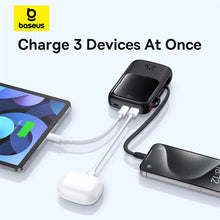 Заредете изображение във визуализатора на галерията – Baseus Qpow Pro+ 10000mAh 22.5W powerbank with built-in USB-C cable and display - black

