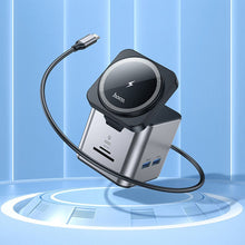 Заредете изображение във визуализатора на галерията – HOCO adapter HUB 9in1 Type C with wireless charger HB49 metal gray
