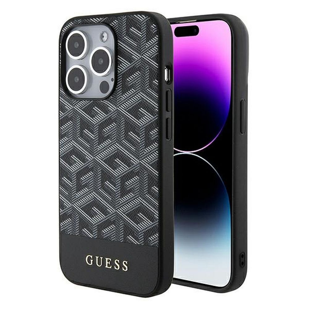 Оригинален гръб GUESS за IPHONE 15 Pro compatible with MagSafe GUHMP15LHGCFSEK (GCUBE Stripes) черен