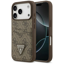 Заредете изображение във визуализатора на галерията – GUESS case for IPHONE 17 Pro GUHCP17LP4TPW (4G Double Card Triangle) gold
