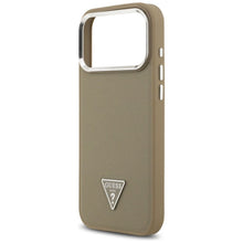Заредете изображение във визуализатора на галерията – GUESS case for IPHONE 17 Pro compatible with MagSafe GUHMP17LPGTSPSW (Grained PU Triangle Logo) brown
