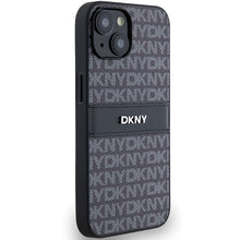 Заредете изображение във визуализатора на галерията – Original Case DKNY hardcase Leather Mono Stripe &amp; Metal Logo DKHCP15MPRTHSLK for Iphone 15 Plus/14 Plus black
