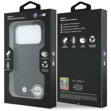 Заредете изображение във визуализатора на галерията – BMW case for IPHONE 18 Pro/17 Pro compatible with MagSafe (Carbon Metal Logo) black 
