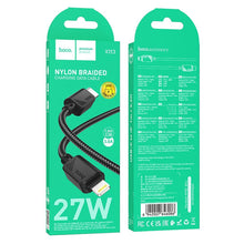 Заредете изображение във визуализатора на галерията – HOCO cable Type C to Lightning PD 27W X113 1 m black
