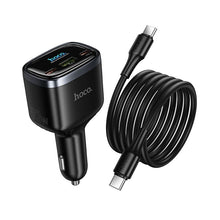 Заредете изображение във визуализатора на галерията – Car charger Hoco USB A + 2xUSB C PD QC3.0 93W with USB C to C cable Z70 black
