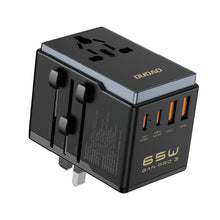 Заредете изображение във визуализатора на галерията – Dudao A65Pro 65W EU / US / JP / AUS / UK travel adapter 2x USB-C 2x USB-A - black

