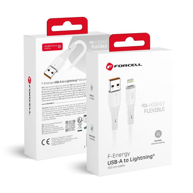 FORCELL F-ENERGY C343 cable USB A to Lightning 2,4A 12W Silicone 1 m white