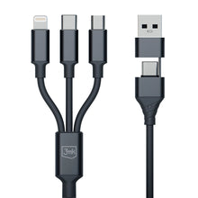 Заредете изображение във визуализатора на галерията – 3mk Hyper Cable 3in1 USB-A - USB-C / USB-C - micro USB - Lightning 1.5m - black
