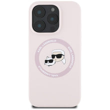 Заредете изображение във визуализатора на галерията – KARL LAGERFELD case for IPHONE 16 Pro compatible with MagSafe KLHMP16LSKCHTCP (Silicone KC Heads) pink
