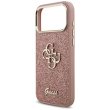 Заредете изображение във визуализатора на галерията – GUESS case for IPHONE 17 Pro Max GUHCP17XHG4SGCP (Fixed Glitter Big 4G Metal Frame) pink
