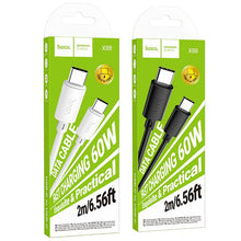 Заредете изображение във визуализатора на галерията – Cable USB C to USB C Hoco 3A 60W 2 m X88 white
