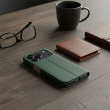 Заредете изображение във визуализатора на галерията – Flip case for Xiaomi Redmi NOTE 15 PRO 4G Split Book green and gold
