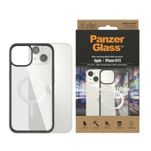 Заредете изображение във визуализатора на галерията – PanzerGlass ClearCase case with MagSafe antibacterial for iPhone 14 / 15 / 13 - transparent and black
