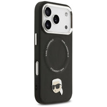 Заредете изображение във визуализатора на галерията – KARL LAGERFELD case for IPHONE 17 Pro compatible with MagSafe KLHMP17LPSMLRKLK (PU Karl Pin) black
