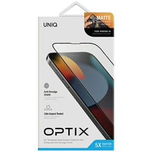 Заредете изображение във визуализатора на галерията – Uniq Optix Matte frosted tempered glass for iPhone 14 / 13 / 13 Pro with applicator
