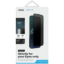 Заредете изображение във визуализатора на галерията – Uniq Optix Privacy Tempered Glass for iPhone 15/14 Pro with Applicator
