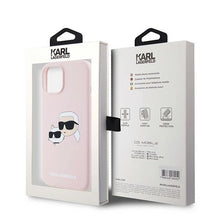 Заредете изображение във визуализатора на галерията – Karl Lagerfeld Silicone Karl&amp;Choupette MagSafe case for iPhone 15 / 14 / 13 - pink

